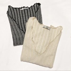 2-Pc BUNDLE Zara Shimmer Short Sleeve V-Neck Tops